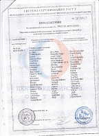 Приложение №0875817 для сертификата соответствия №1519453